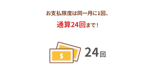 お支払限度は同一月に1回、通算24回まで!