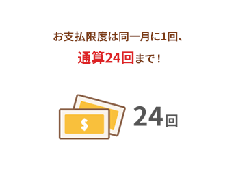お支払限度は同一月に1回、通算24回まで!