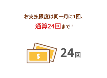 お支払限度は同一月に1回、通算24回を限度に給付金を受け取れます