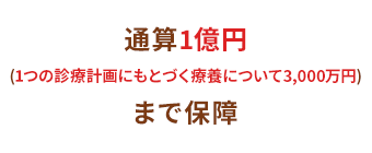 通算1億円(1つの診療計画にもとづく療養について3,000万円)まで保障