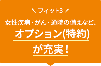 フィット3 女性疾病・がん・通院の備えなど、オプション(特約)が充実！