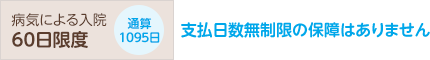 病気による入院：60日限度 通算1095日