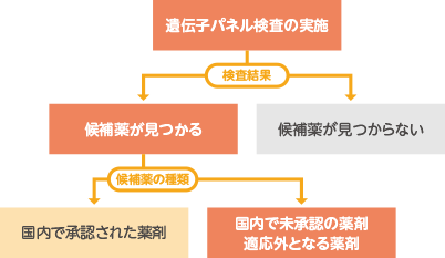 遺伝子パネル検査により候補薬が確定するまでの流れ